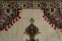Persian Tabriz accent rug in ivory and rust, view 8 of 9