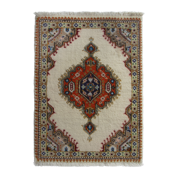 Persian Tabriz accent rug in ivory and rust, 1'11" x 2'11"