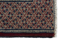 Persian Torkaman accent rug in navy and greige, view 5 of 9