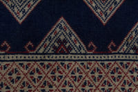 Persian Torkaman accent rug in navy and greige, view 8 of 9