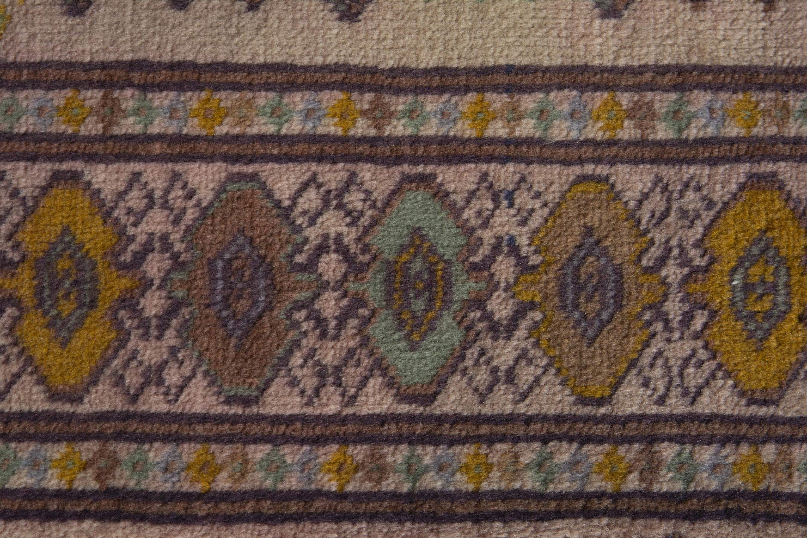 Persian Torkaman accent rug in cream and taupe, view 7 of 9