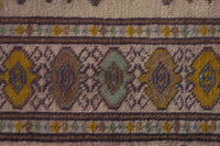 Persian Torkaman accent rug in cream and taupe, view 9 of 10