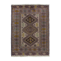 Persian Torkaman accent rug in cream and taupe, 2'2" x 2'11"