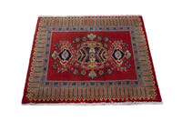 Persian Kashan accent rug in deep red and cream, view 3 of 10