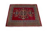 Persian Kashan accent rug in deep red and cream, view 4 of 10