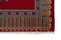 Persian Kashan accent rug in deep red and cream, view 5 of 10