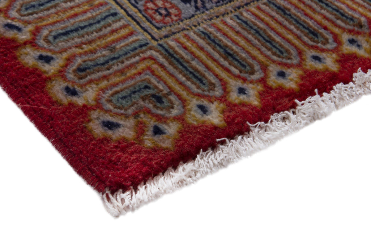 Persian Kashan accent rug in deep red and cream, view 6 of 10