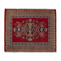 Persian Kashan accent rug in deep red and cream, 3'1" x 2'4"