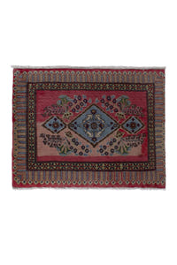 Persian Kashan accent rug in faded red and tan, view 2 of 9