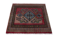 Persian Kashan accent rug in faded red and tan, view 4 of 9