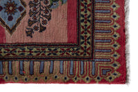 Persian Kashan accent rug in faded red and tan, view 5 of 9
