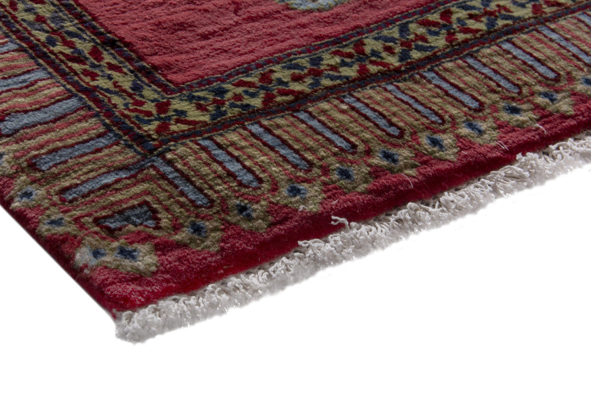 Persian Kashan accent rug in faded red and tan, view 6 of 9