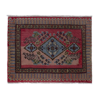 Persian Kashan accent rug in faded red and tan, 3' x 2'6"