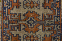 Persian Torkaman accent rug in cream and navy, view 7 of 9