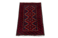 Persian Baluch accent rug in deep red and black, view 4 of 9