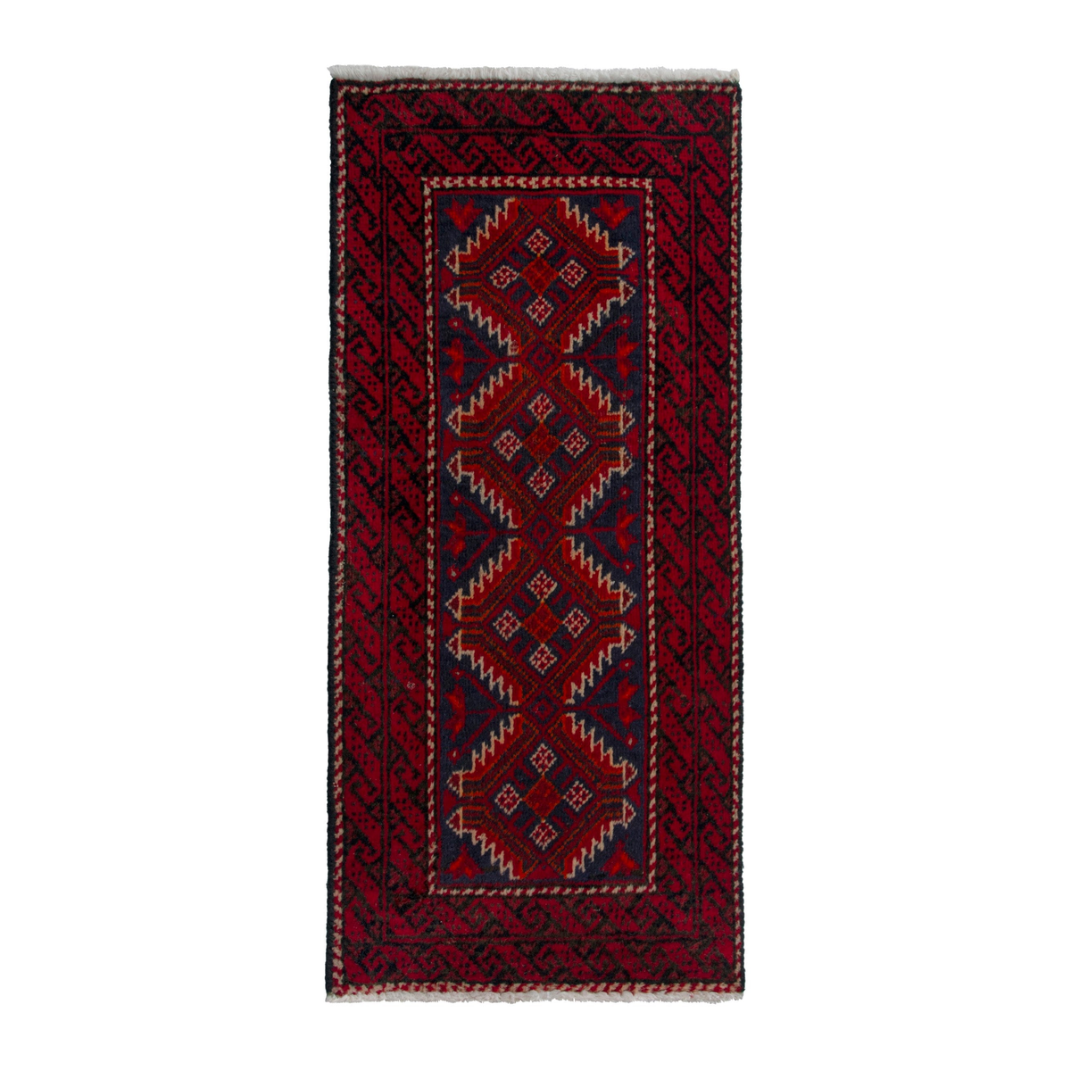 Persian Baluch accent rug in deep red and black, 1'5" x 2'10"