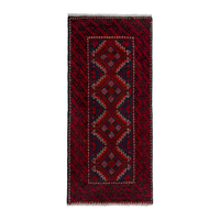 Persian Baluch accent rug in deep red and black, 1'5" x 2'10"