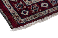 Persian Torkaman accent rug in burgundy and cream, view 6 of 10