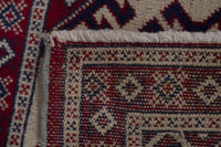 Persian Torkaman accent rug in burgundy and cream, view 10 of 10