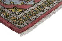 Persian Shahreza accent rug in faded red and dusty blue, view 6 of 10
