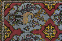 Persian Shahreza accent rug in faded red and dusty blue, view 8 of 10