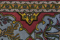 Persian Shahreza accent rug in faded red and dusty blue, view 9 of 10