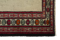 Persian Torkaman accent rug in cream and light brown, view 5 of 9