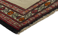 Persian Torkaman accent rug in cream and light brown, view 6 of 9
