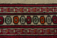 Persian Torkaman accent rug in cream and light brown, view 8 of 9