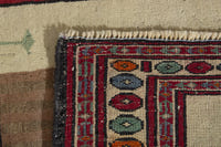 Persian Torkaman accent rug in cream and light brown, view 9 of 9
