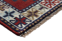 Persian Ghoochan accent rug in deep red and cream, view 6 of 10