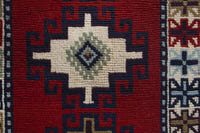 Persian Ghoochan accent rug in deep red and cream, view 7 of 10