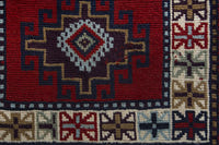 Persian Ghoochan accent rug in deep red and cream, view 8 of 10