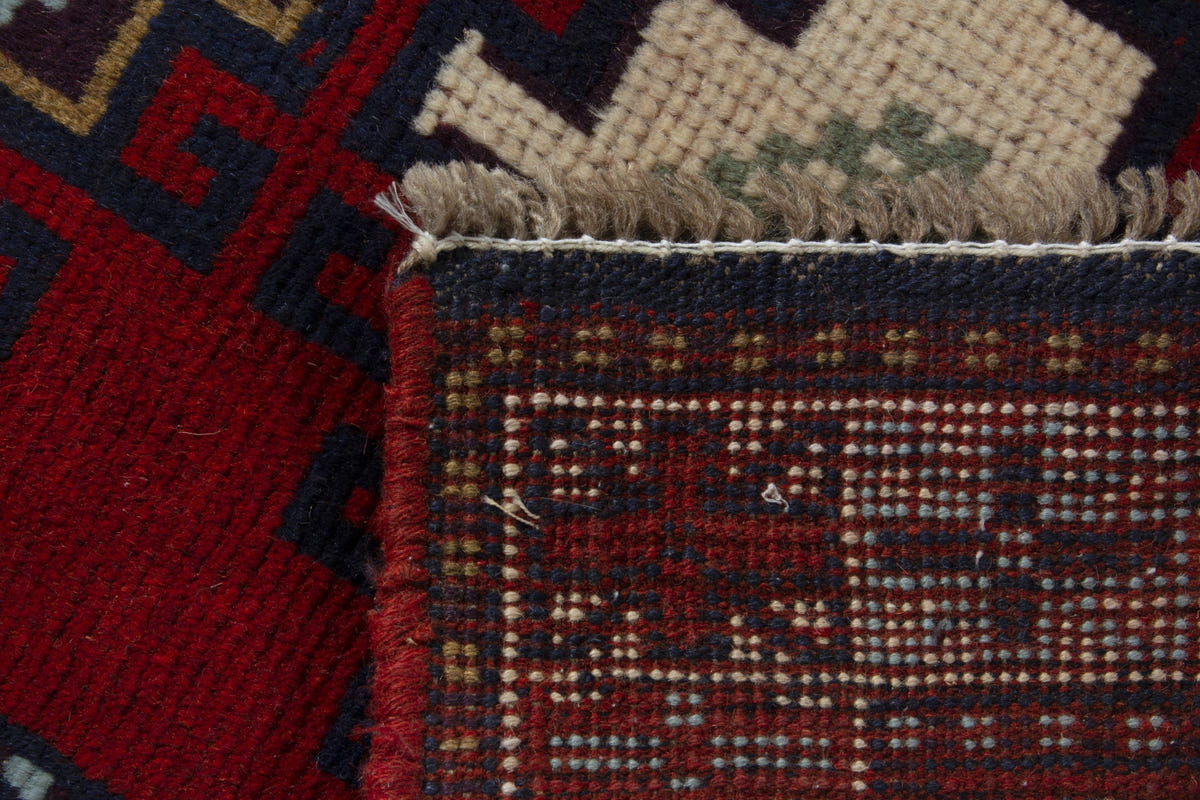 Persian Ghoochan accent rug in deep red and cream, view 10 of 10