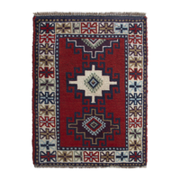 Persian Ghoochan accent rug in deep red and cream, 2'2" x 2'11"