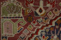 Persian Shiraz accent rug in faded red and navy, view 9 of 10