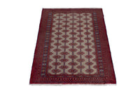 Persian Baluch accent rug in cream and deep red, view 4 of 9