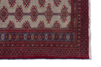 Persian Baluch accent rug in cream and deep red, view 5 of 9