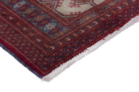Persian Baluch accent rug in cream and deep red, view 6 of 9