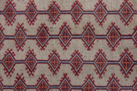 Persian Baluch accent rug in cream and deep red, view 7 of 9