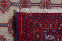 Persian Baluch accent rug in cream and deep red, view 9 of 9