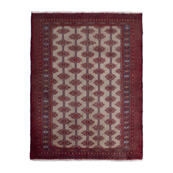 Persian Baluch accent rug in cream and deep red, 2'4" x 3'