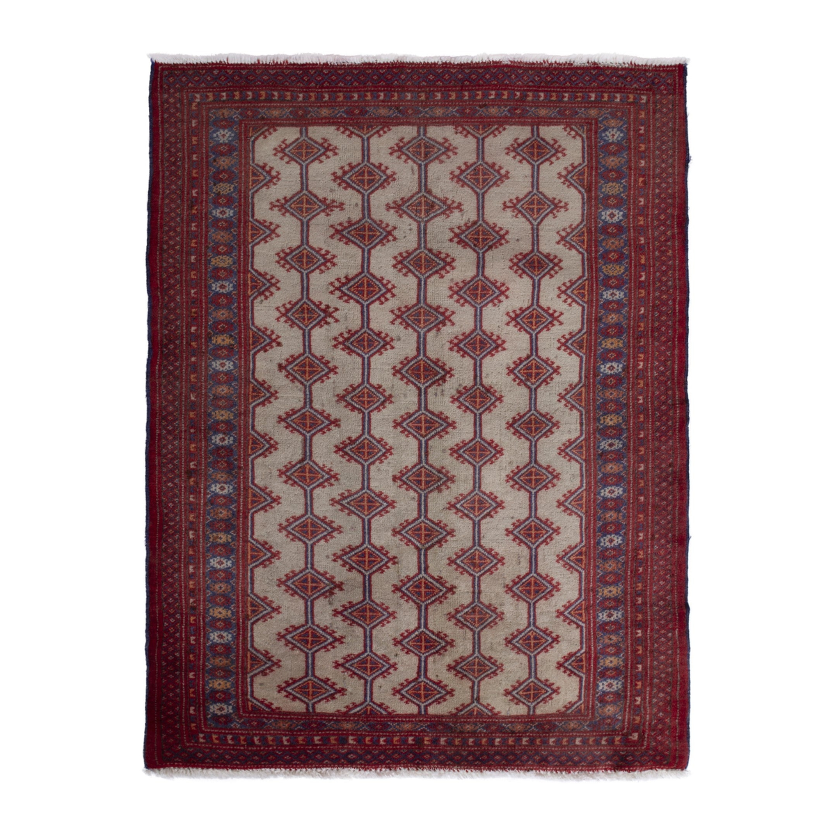 Persian Baluch accent rug in cream and deep red, 2'4" x 3'