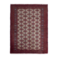 Persian Baluch accent rug in cream and deep red, 2'4" x 3'