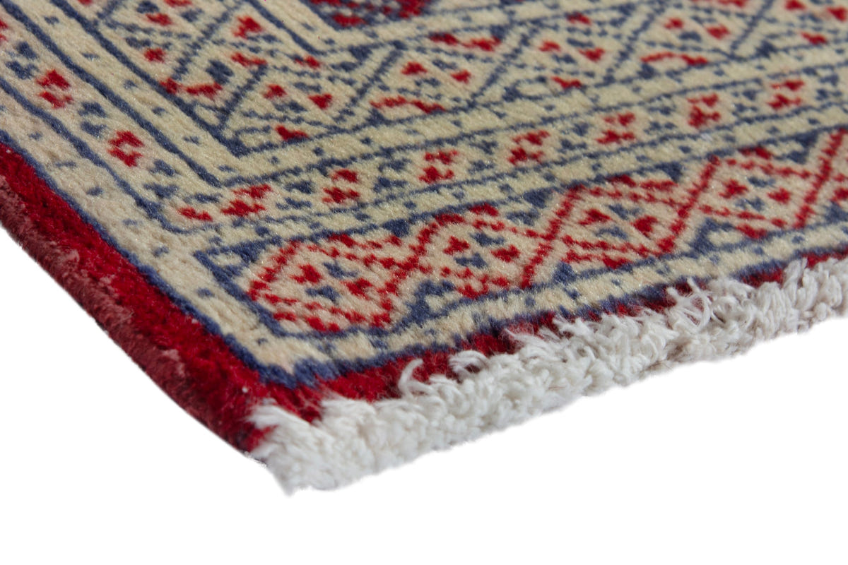 Persian Torkaman accent rug in denim and cream, view 6 of 9