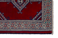 Persian Torkaman accent rug in deep red and cream, view 5 of 8
