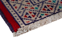 Persian Torkaman accent rug in deep red and cream, view 6 of 8