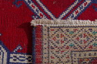 Persian Torkaman accent rug in deep red and cream, view 8 of 8
