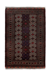 Persian Torkaman accent rug in dark brown and cream, view 2 of 10