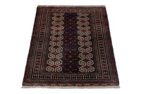 Persian Torkaman accent rug in dark brown and cream, view 3 of 10